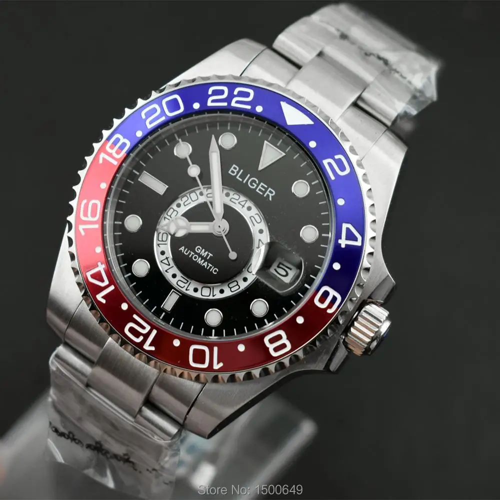 BLIGER 43mm New function Ceramic Rotate Bezel black dial with beads date automatic Wrist mens watches Brushed stainless steel
BLIGER 43mm New function Ceramic Rotate Bezel black dial with beads date automatic Wrist mens watches Brushed stainless steel
