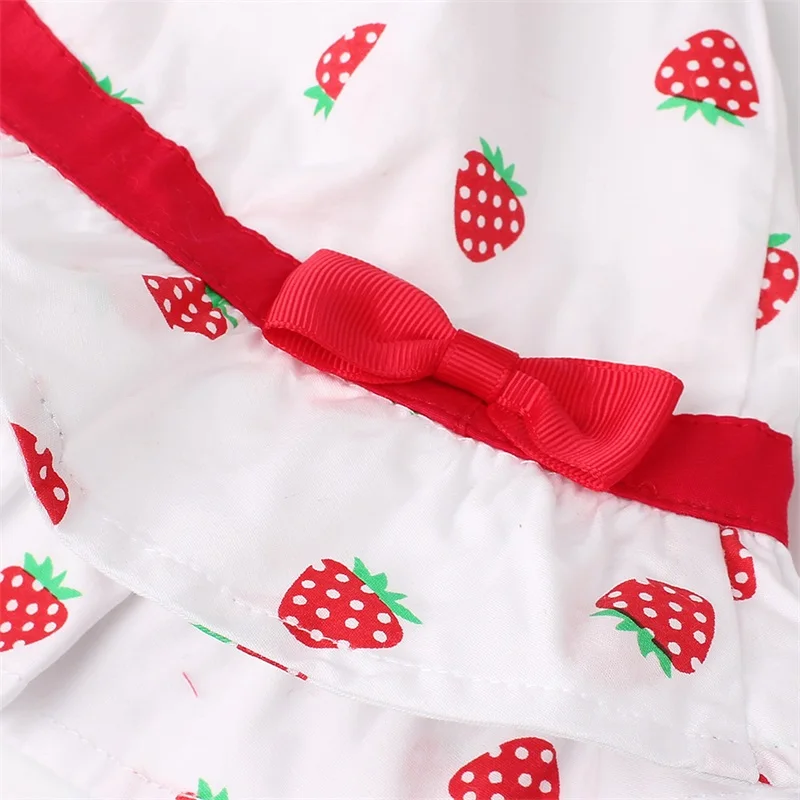 Bow Girls Panama Hat Stawberry Print Cute Hat For Girls Cotton Sweet Summer Sun Cap Wide Brim Bucket Cap Baby Girls Clothing (3)
