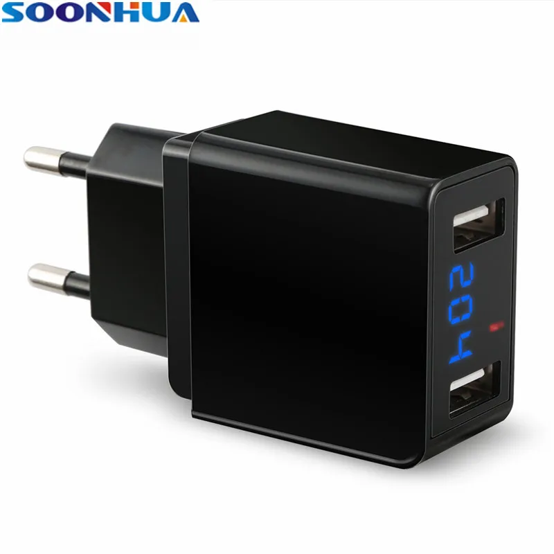 SOONHUA Double 2 USB Ports 5V 2.4A Input Intelligent Charger Fast Charging Phone Wall Adapter With LED Digital Voltage Display
SOONHUA Double 2 USB Ports 5V 2.4A Input Intelligent Charger Fast Charging Phone Wall Adapter With LED Digital Voltage Display