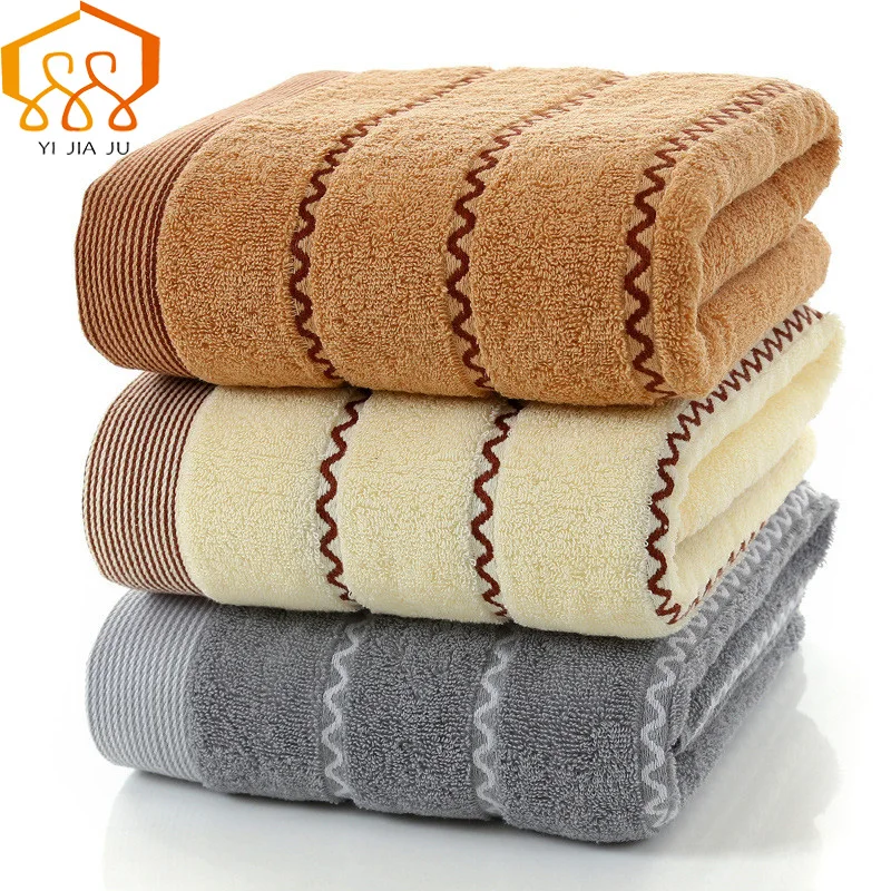 

100% Cotton Towel Jacquard Stripe Bath Towel Fast Drying Super Absorbent Beach Towels Spring/Autumn Swimming Spa Towel for Adult