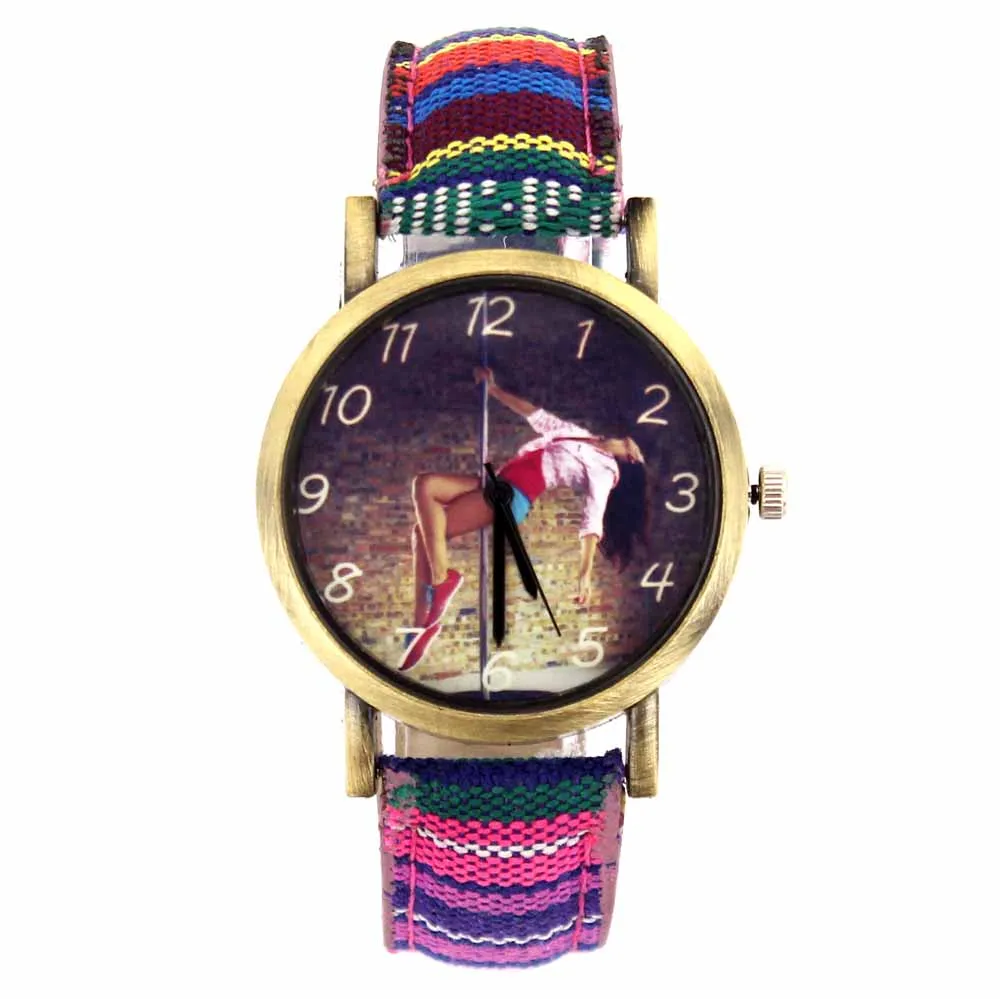 Fitness Pop Dance Women Hobby Modern Belly Dancing Art Gymnastics Fashion Female Stripes Canvas Band Sport Quartz Wrist Watch
Fitness Pop Dance Women Hobby Modern Belly Dancing Art Gymnastics Fashion Female Stripes Canvas Band Sport Quartz Wrist Watch