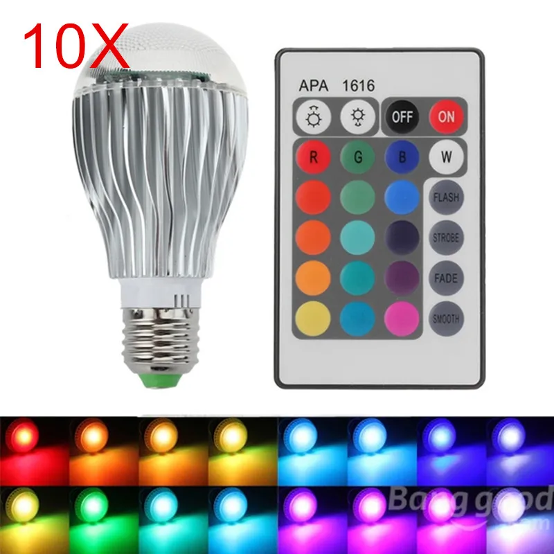 10Pcs E27 15W RGB LED Bulb Remote Control Color Changing LED Wall Light Bulb RGB 16 Color Lamp AC110V-240V High quality
10Pcs E27 15W RGB LED Bulb Remote Control Color Changing LED Wall Light Bulb RGB 16 Color Lamp AC110V-240V High quality