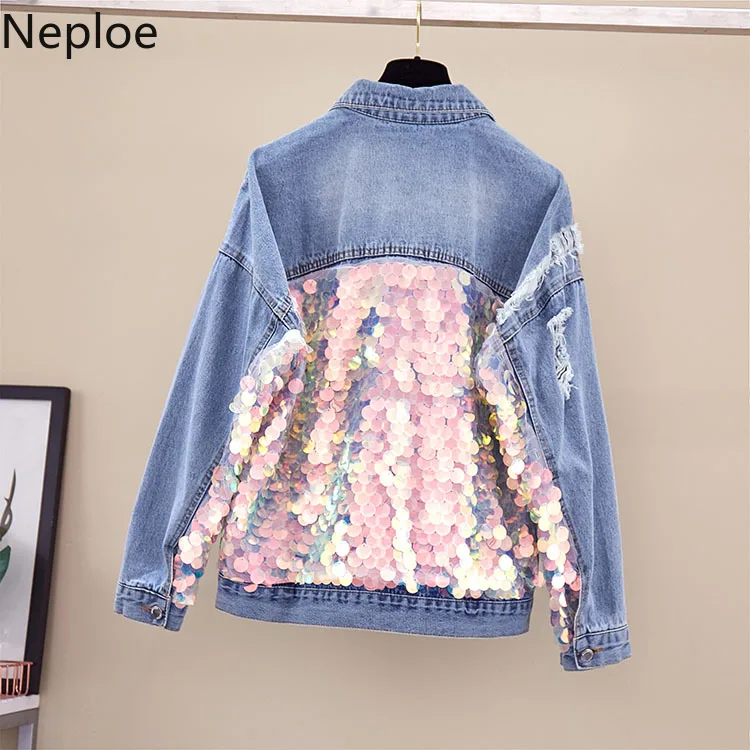 Neploe 2019 New Sequins Decorated Loose Jeans Coat Women's Short Breaking Hole Cowboy Outwear Chic Retro Demin Jacket 53040
Neploe 2019 New Sequins Decorated Loose Jeans Coat Women's Short Breaking Hole Cowboy Outwear Chic Retro Demin Jacket 53040