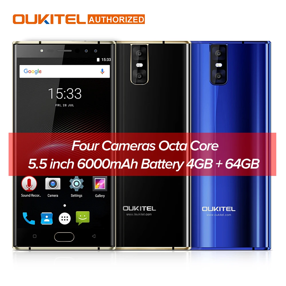 

Refurbished OUKITEL K3 5.5" 4G Mobile Phone 6000mAh 1.5GHz 4gb 64gb 16.0MP+2.0MP MTK6750T Octa Core Android 7.0 Smart Cellphone