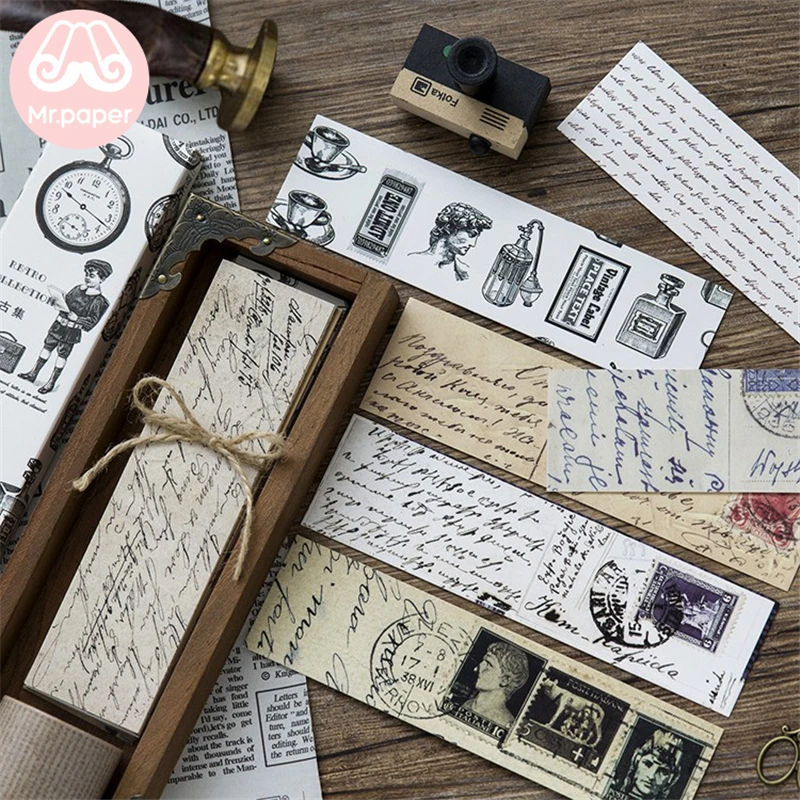 

Mr Paper 30pcs/box Vintage Retro Style Clock Newspaper Map Bookmarks for Novelty Book Reading Maker Page Creative Paper Bookmark