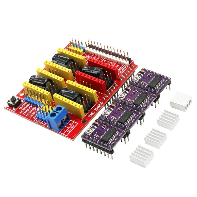 New CNC Shield V3 Engraving Machine / 3D Printer / + 4 PCS DRV8825 Driver Expansion Board for Aduino
New CNC Shield V3 Engraving Machine / 3D Printer / + 4 PCS DRV8825 Driver Expansion Board for Aduino