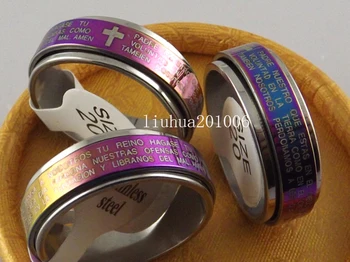 Wholesale 50 pcs Spanish Bible Lord's Prayer Cross Ring Multicolor Spin Stainless Steel Rings Fashion Religious Jewelry
Wholesale 50 pcs Spanish Bible Lord's Prayer Cross Ring Multicolor Spin Stainless Steel Rings Fashion Religious Jewelry