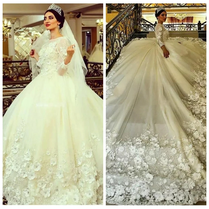 2019 Jewel Long Sleeves Sheer A-Line Wedding Dresses With 3d Flowers Adorned Bridal Gowns Luxurious Vestidos De Mariee Garden
2019 Jewel Long Sleeves Sheer A-Line Wedding Dresses With 3d Flowers Adorned Bridal Gowns Luxurious Vestidos De Mariee Garden