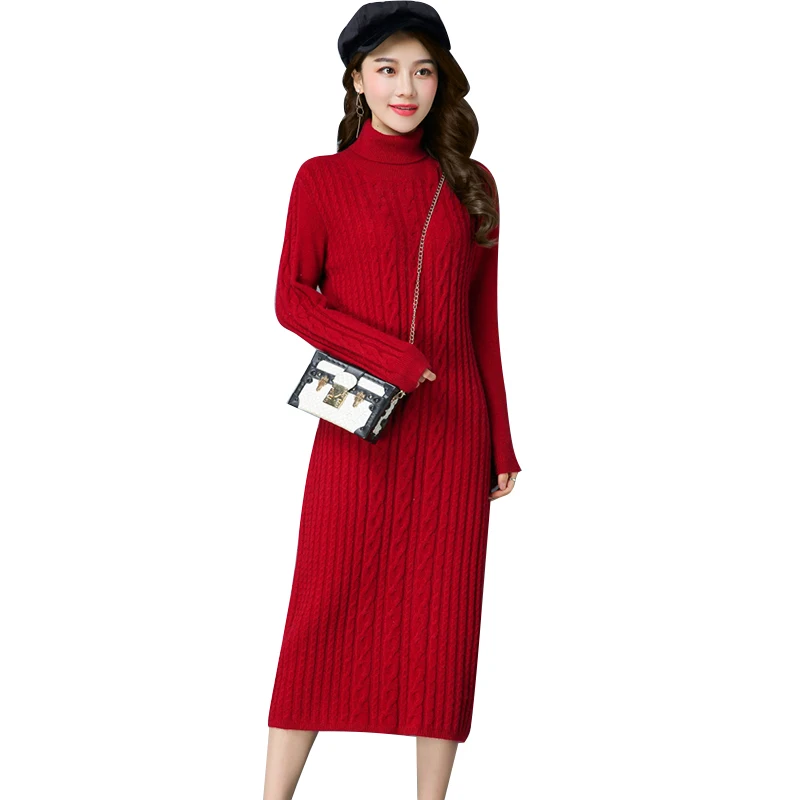2019 winter new thick warm women knitted sweater dress solid color wild high-end cashmere turtleneck Mid-Calf sweater dress
2019 winter new thick warm women knitted sweater dress solid color wild high-end cashmere turtleneck Mid-Calf sweater dress