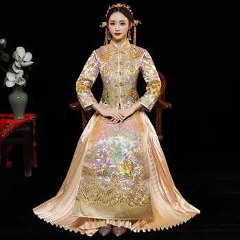 Beige New Fashion Noble Retro Chinese Women Bride cheongsam Dress Long Wedding Qipao Delicate Embroidery cheongsam Size S-XXL
Beige New Fashion Noble Retro Chinese Women Bride cheongsam Dress Long Wedding Qipao Delicate Embroidery cheongsam Size S-XXL