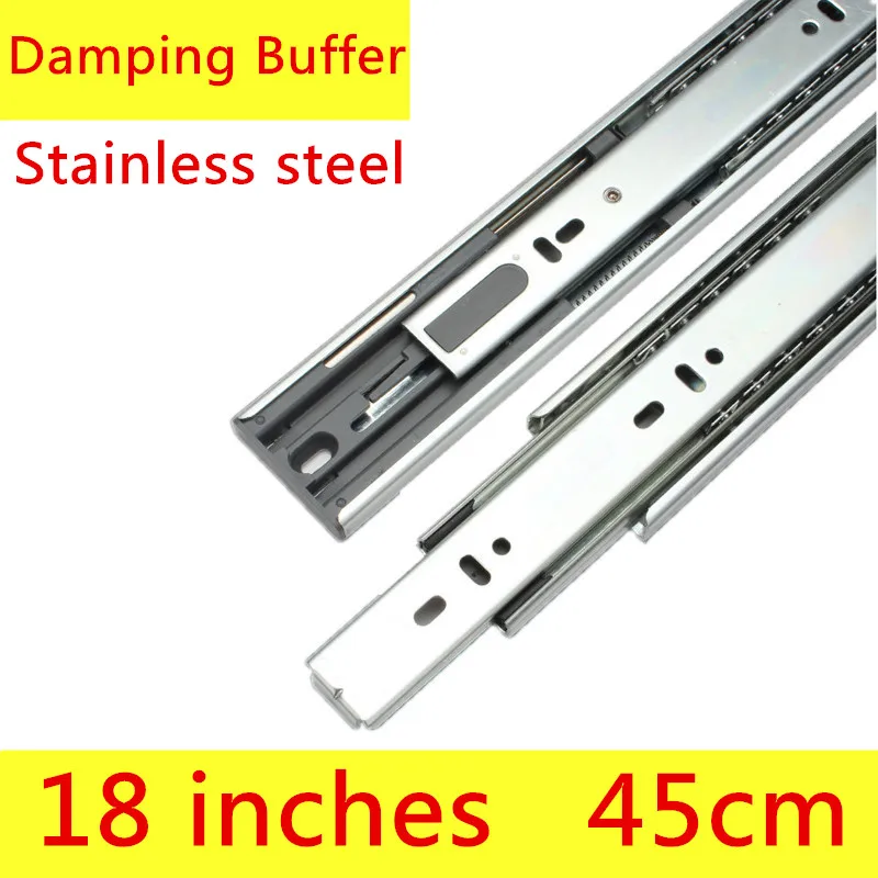 2 pairs 18 inches 45cm Stainless Steel Three Sections Drawer Track Slide Furniture Slide with Damping Furntion Guide Rail
2 pairs 18 inches 45cm Stainless Steel Three Sections Drawer Track Slide Furniture Slide with Damping Furntion Guide Rail