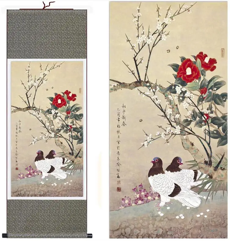 Traditional silk art painting Peace dove on the flower tree Chinese Art Painting Home Office Decoration Chinese painting
Traditional silk art painting Peace dove on the flower tree Chinese Art Painting Home Office Decoration Chinese painting