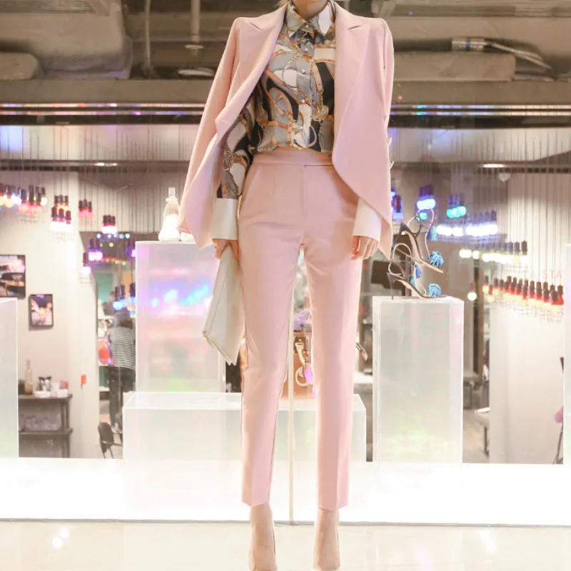 Two Pieces Set Autumn Business Pink Formal Suits Jackets For Women Work Office Long Sleeve Trouser Suit Nine Pants 2018 Vestidos
Two Pieces Set Autumn Business Pink Formal Suits Jackets For Women Work Office Long Sleeve Trouser Suit Nine Pants 2018 Vestidos