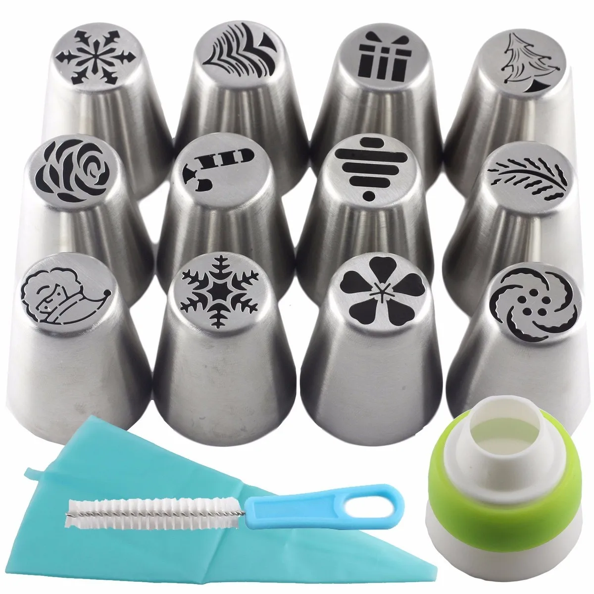 Mujiang 15 Pcs Christmas Style Russian Icing Piping Nozzles Santa Claus Snowflake Tree Pastry Tips Cake Decorating Baking Tools
Mujiang 15 Pcs Christmas Style Russian Icing Piping Nozzles Santa Claus Snowflake Tree Pastry Tips Cake Decorating Baking Tools