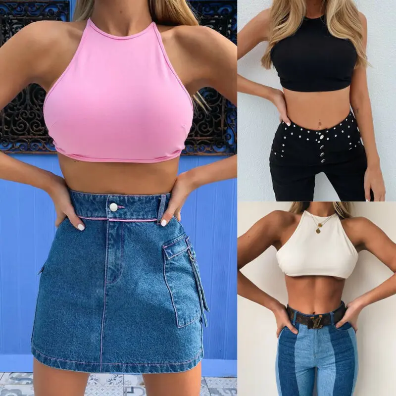 2019 Womens Sexy Halter Vest Basic Solid Sleeveless Crop Tank Tops Short Mini Tops
2019 Womens Sexy Halter Vest Basic Solid Sleeveless Crop Tank Tops Short Mini Tops