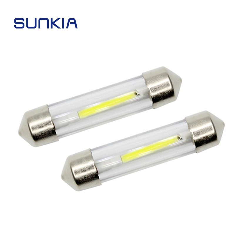 

2Pcs/Pair SUNKIA C5W Interior DC12V Festoon 31mm 36mm 39mm 42mm COB Filament LED Dome License Glass Lights Reading Lamp