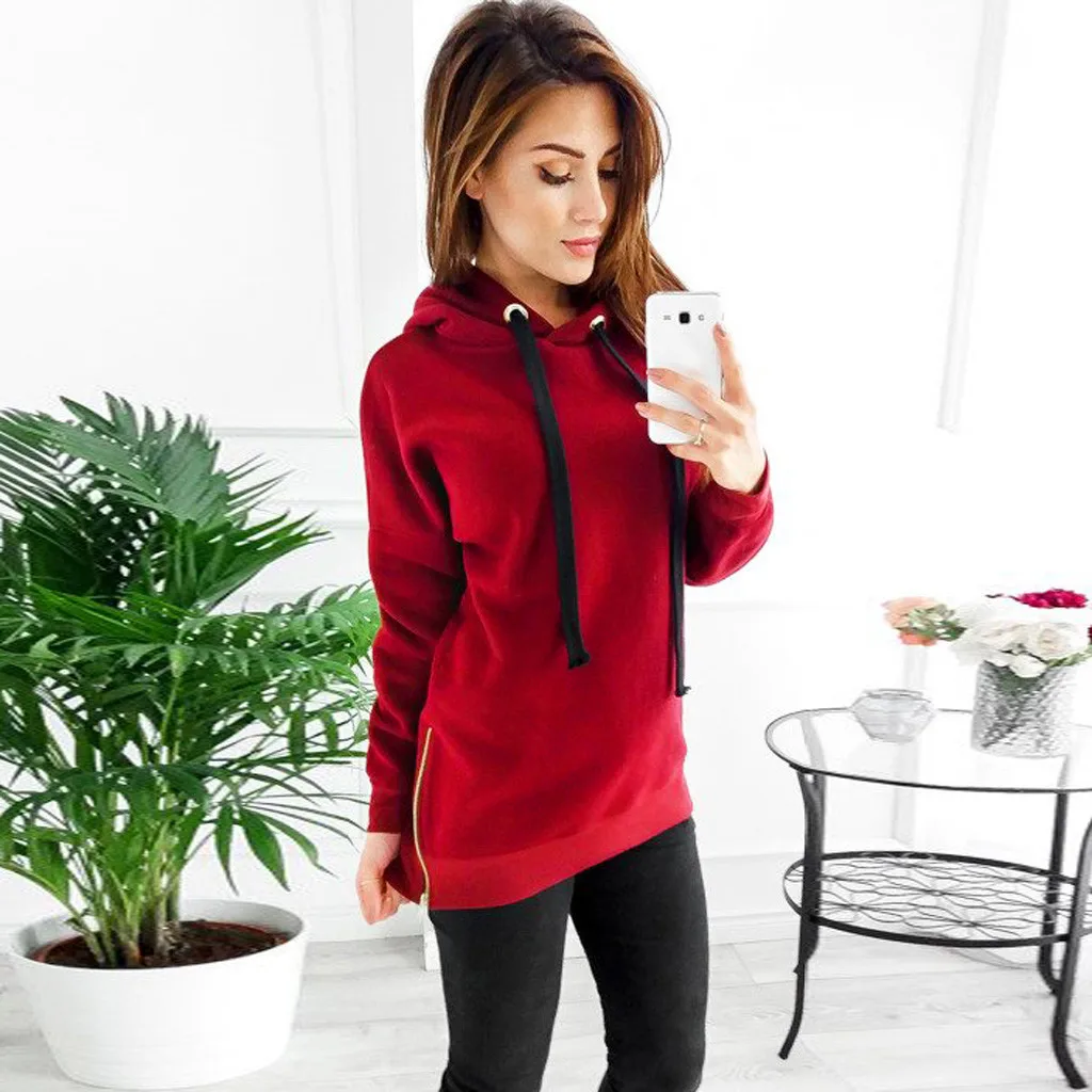 Womens Hoodies Solid Up Zipper On Side Long Sleeve Hoodie Autumn Warm Sweatshirt Hooded Pullover Casual Tops Female Blousa #15
Womens Hoodies Solid Up Zipper On Side Long Sleeve Hoodie Autumn Warm Sweatshirt Hooded Pullover Casual Tops Female Blousa #15