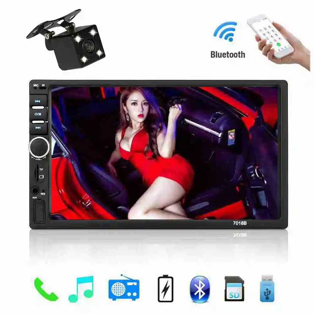 2 Din Car Radio Bluetooth Car Audio 7'' Touch Screen Car Music Video Player Support Rear View Camera AUX TF Card Audio Player
2 Din Car Radio Bluetooth Car Audio 7'' Touch Screen Car Music Video Player Support Rear View Camera AUX TF Card Audio Player