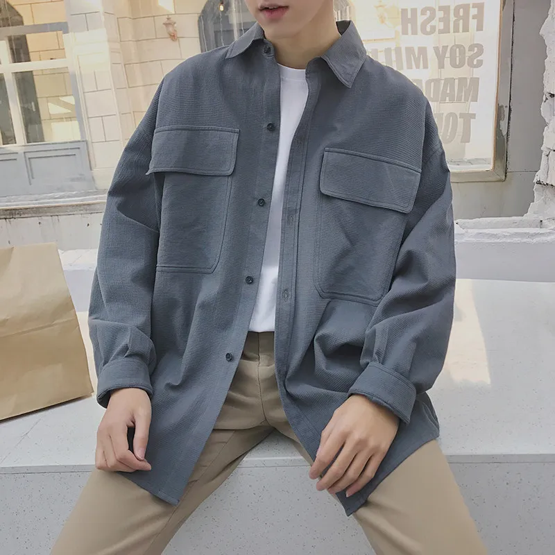 Loose Style Men's Shirt Long Sleeve 2018 Autumn Oversized Shirt Men Preppy Style Shirt Men Grey White
Loose Style Men's Shirt Long Sleeve 2018 Autumn Oversized Shirt Men Preppy Style Shirt Men Grey White