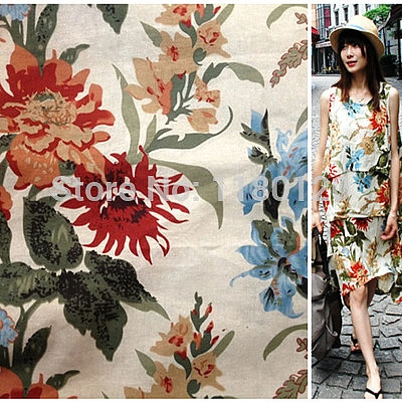 retro flowers designer linen fabric natural cotton print skirt cloth decorate material 50cm*140cm
retro flowers designer linen fabric natural cotton print skirt cloth decorate material 50cm*140cm