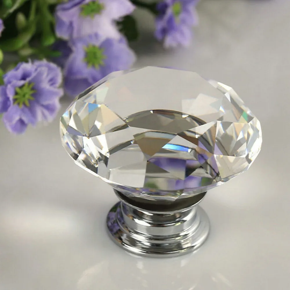 1PC Round Diamond Clear Crystal Glass Door Pull Drawer Knob Handle Cabinet Furniture hot search | Обустройство дома