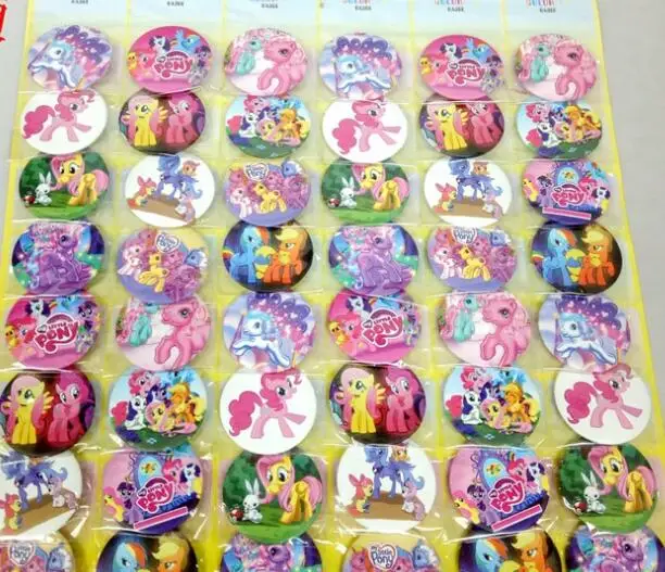 

Free Shipping New 48pcs/set Cartoon my little pony Badge Button Pins Party Gifts Diameter 4.5cm