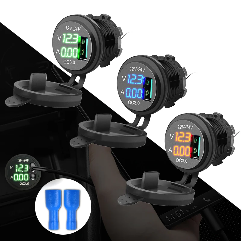 QC 3.0 USB Charger Socket Outlet Power Charger Blue LED Digital Display Universal 5V 3A for Car Boat Motorcycle Car Accessories
QC 3.0 USB Charger Socket Outlet Power Charger Blue LED Digital Display Universal 5V 3A for Car Boat Motorcycle Car Accessories