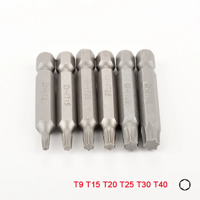 6pcs T9-T40 50mm Long Torx Screwdriver Bit Set Chrome Vanadium Steel 1/4" Hex Shank Screw Driver Bits T9 T15 T20 T25 T30 T40
6pcs T9-T40 50mm Long Torx Screwdriver Bit Set Chrome Vanadium Steel 1/4" Hex Shank Screw Driver Bits T9 T15 T20 T25 T30 T40