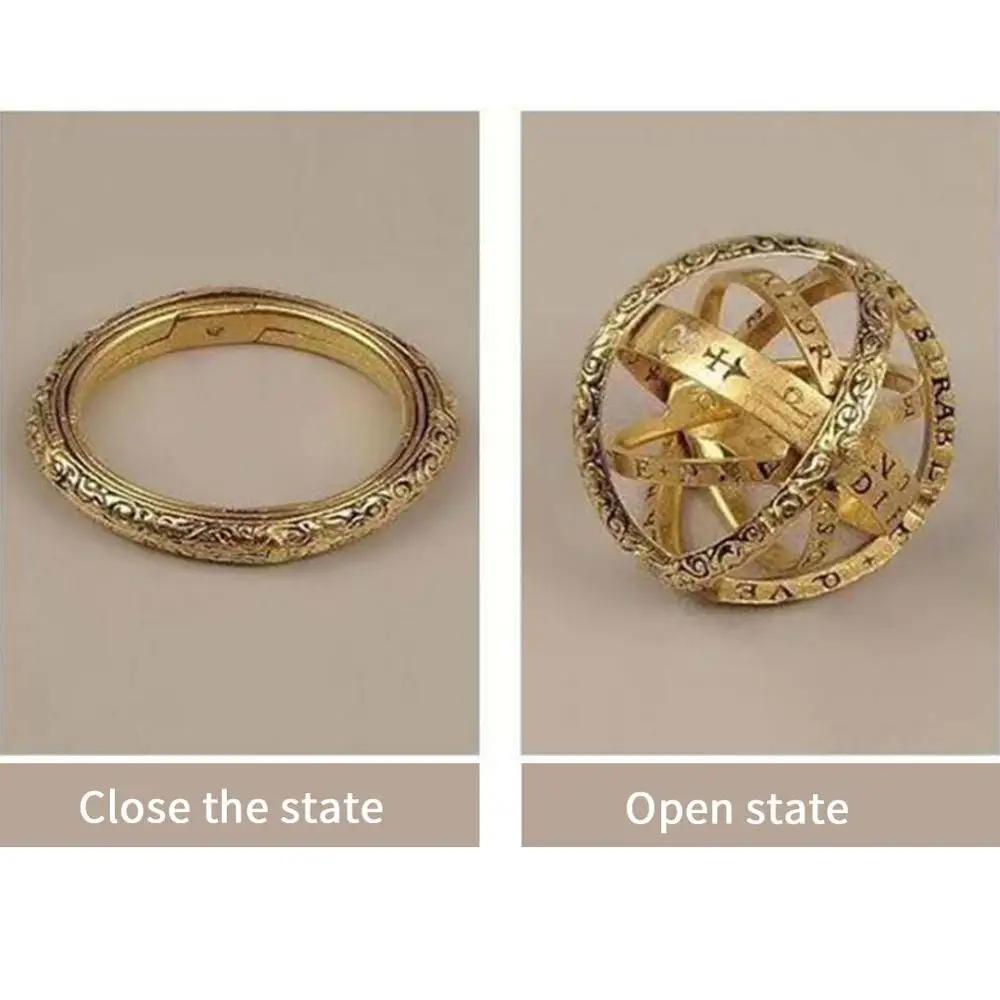 Gold Astronomical Sphere Ball mood Ring For women Creative Complex Rotating Cosmic letter Finger ring men fashion jewelry gifts
Gold Astronomical Sphere Ball mood Ring For women Creative Complex Rotating Cosmic letter Finger ring men fashion jewelry gifts