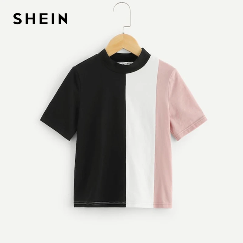 SHEIN Kiddie Stand Collar Color Block Casual Kids T-Shirt Girls Tops 2019 Summer Fashion Short Sleeve Children Girl Shirts Tee
SHEIN Kiddie Stand Collar Color Block Casual Kids T-Shirt Girls Tops 2019 Summer Fashion Short Sleeve Children Girl Shirts Tee