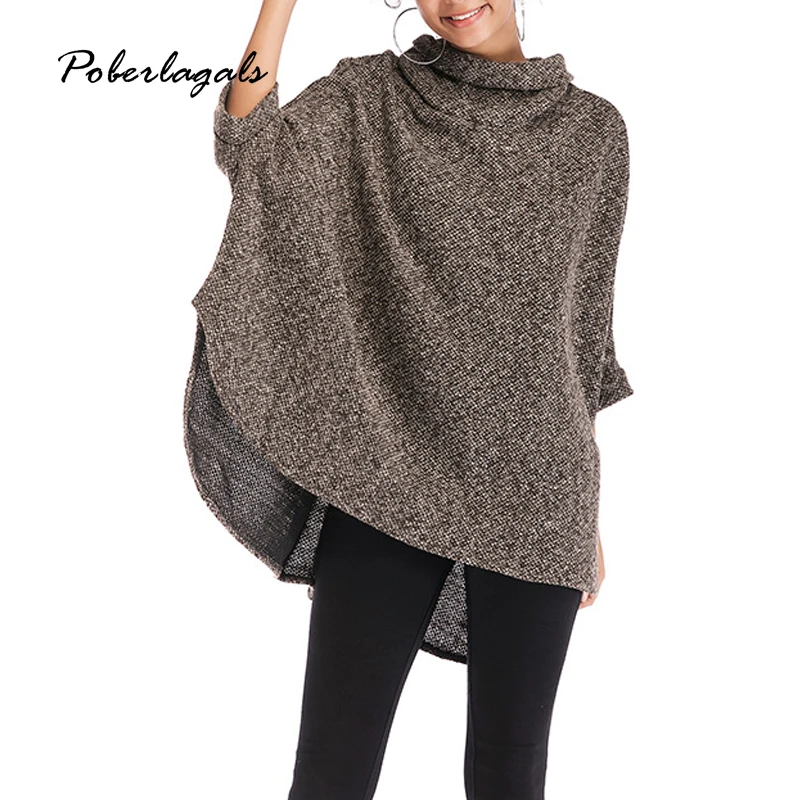 Sweater Autumn 2019 Knitted Sweater Women Pullovers Bat sleeve irregular cloak loose large size turtleneck coat Female cloak
Sweater Autumn 2019 Knitted Sweater Women Pullovers Bat sleeve irregular cloak loose large size turtleneck coat Female cloak