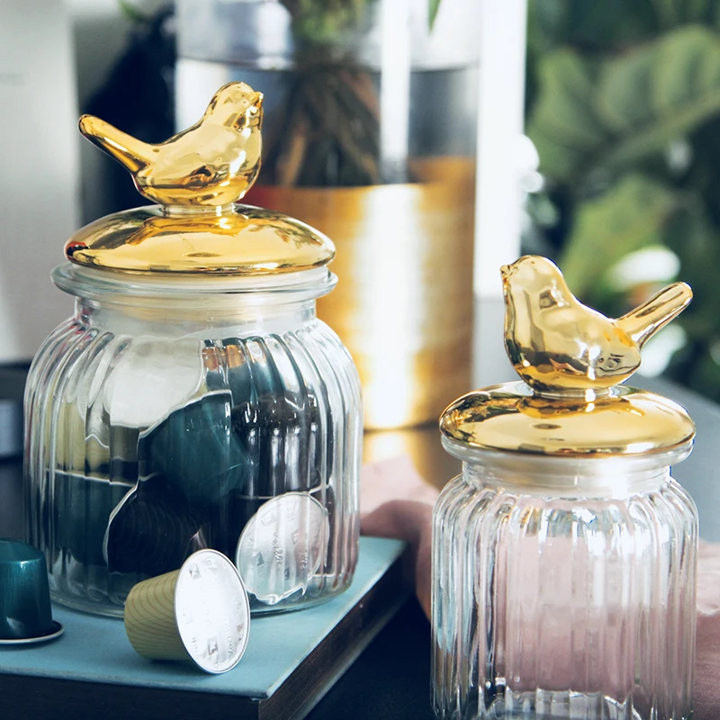 Nordic Golden Bird Glass Sealed Tank Storage Jars Candy Snack Cans Storage Jars With Hand Gifts Sundries Storage Tank
Nordic Golden Bird Glass Sealed Tank Storage Jars Candy Snack Cans Storage Jars With Hand Gifts Sundries Storage Tank
