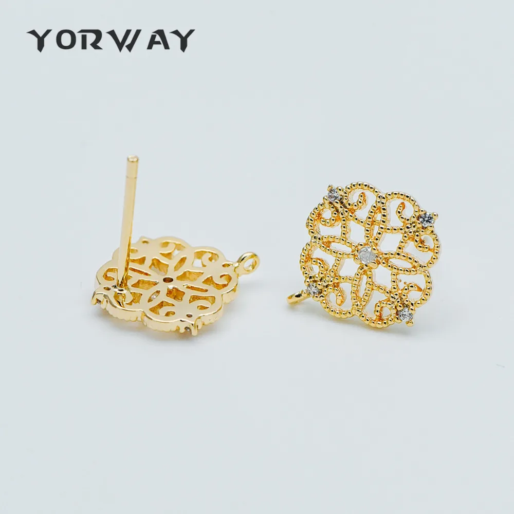 10pcs/lot CZ Paved Flower Ear Posts 12mm, Real Gold Plated Brass Stud Earrings with Loop, Sterling Silver Pin (#GB-384)
10pcs/lot CZ Paved Flower Ear Posts 12mm, Real Gold Plated Brass Stud Earrings with Loop, Sterling Silver Pin (#GB-384)