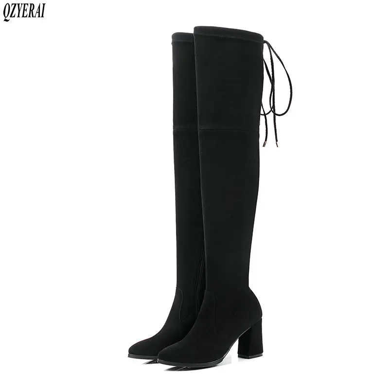 QZYERAI 2018New arrival for fall leather fleece stretch over-the-knee women boots high heels back ribbon boots tight women shoes
QZYERAI 2018New arrival for fall leather fleece stretch over-the-knee women boots high heels back ribbon boots tight women shoes
