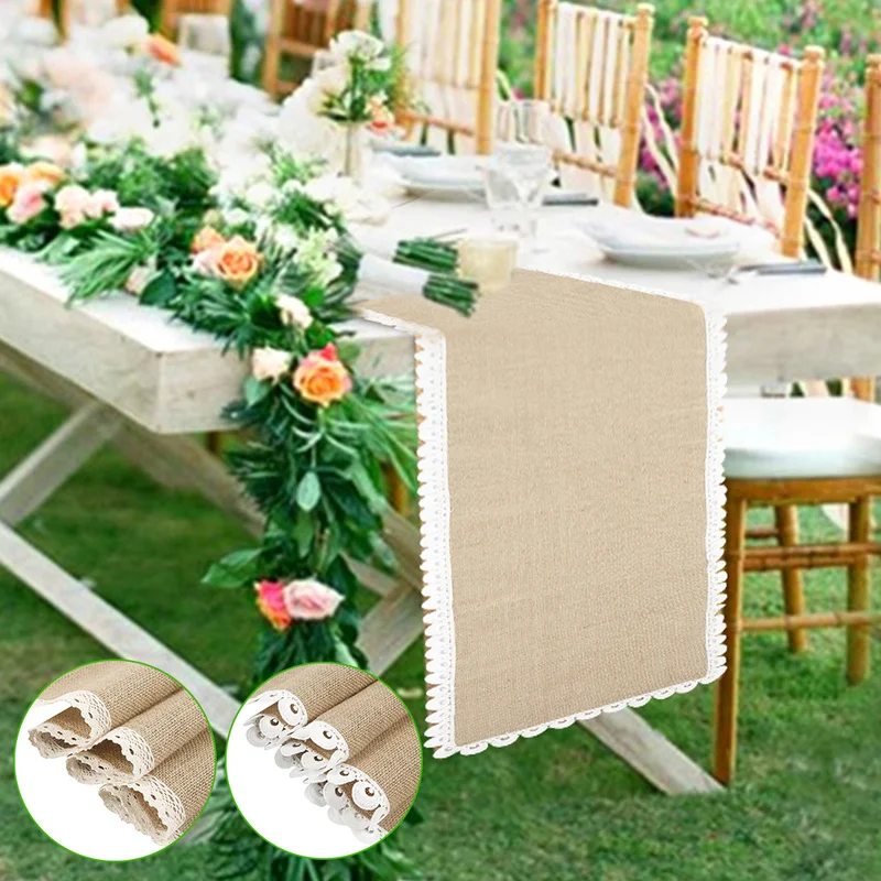 Burlap Lace Wedding Table Runner Linen Table Flag Tablecloth Jute Table Runner Romantic Home Party Festival Decor 30x275cm
Burlap Lace Wedding Table Runner Linen Table Flag Tablecloth Jute Table Runner Romantic Home Party Festival Decor 30x275cm