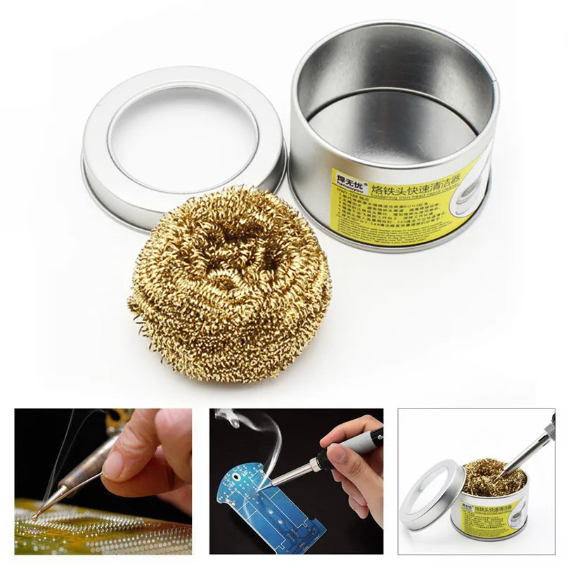 Electric Iron Cleaner Soldering Iron Tip Cleaner With Brass Wire Sponge No Water Needed Cleaning Tools #3F14 (1)