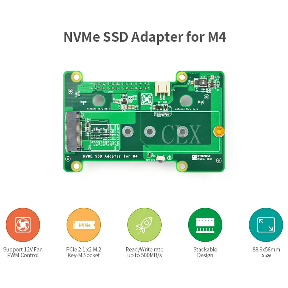 NanoPi M4 Special PCIe NVMe SSD Development Extension Board, PCIex2 High Speed Transmission
NanoPi M4 Special PCIe NVMe SSD Development Extension Board, PCIex2 High Speed Transmission