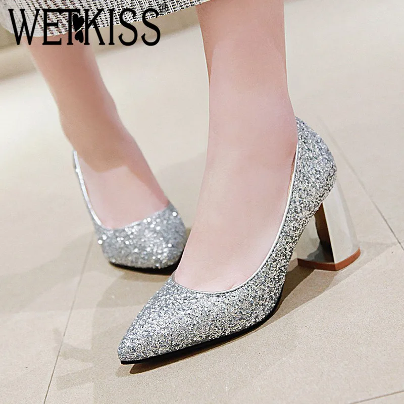 WETKISS Sequined Cloth Pumps Women High Heels Pumps Shallow Wedding Shoes Female Pointed Toe Bling Shoe Lady Autumn Plus Size 48
WETKISS Sequined Cloth Pumps Women High Heels Pumps Shallow Wedding Shoes Female Pointed Toe Bling Shoe Lady Autumn Plus Size 48