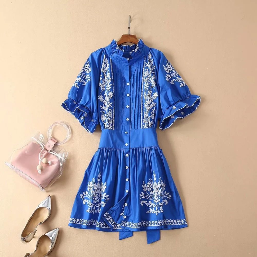 Fashion Designer Runway Dresses 2019 Women High Quality Half Sleeve Vintage Embroidery Casual Pure Cotton Dress Summer Vestidos
Fashion Designer Runway Dresses 2019 Women High Quality Half Sleeve Vintage Embroidery Casual Pure Cotton Dress Summer Vestidos