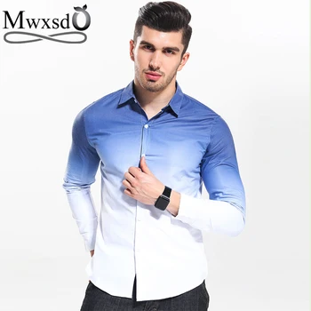 Mwxsd Euro size Casual Mens white blue Gradient Shirt Men long sleeve Cotton Shirts Male big shirt chemise homme Dress Shirts
Mwxsd Euro size Casual Mens white blue Gradient Shirt Men long sleeve Cotton Shirts Male big shirt chemise homme Dress Shirts