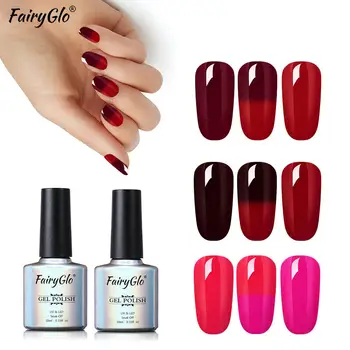 

FairyGlo 10ml Thermal Wine Red Color Gel Nail Polish Soak Off Temperature Change UV Chameleon Color Changing Gel Varnish Lacquer