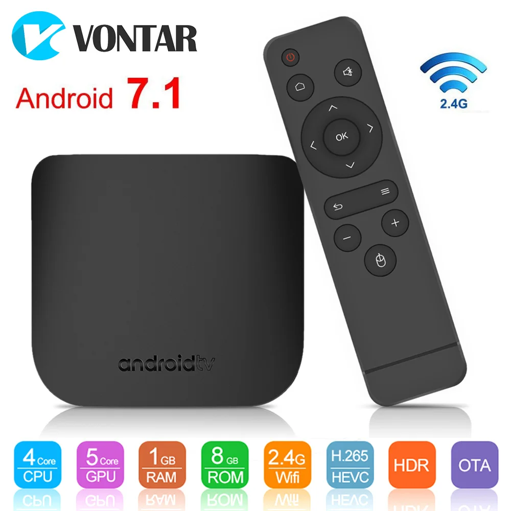 VONTAR тонкий Android 7 1 ТВ коробка M8S плюс W 2 ГБ 16 Amlogic S905W 4 ядра 2.4g WiFi H.265 К 30fps VP9 Media Player |