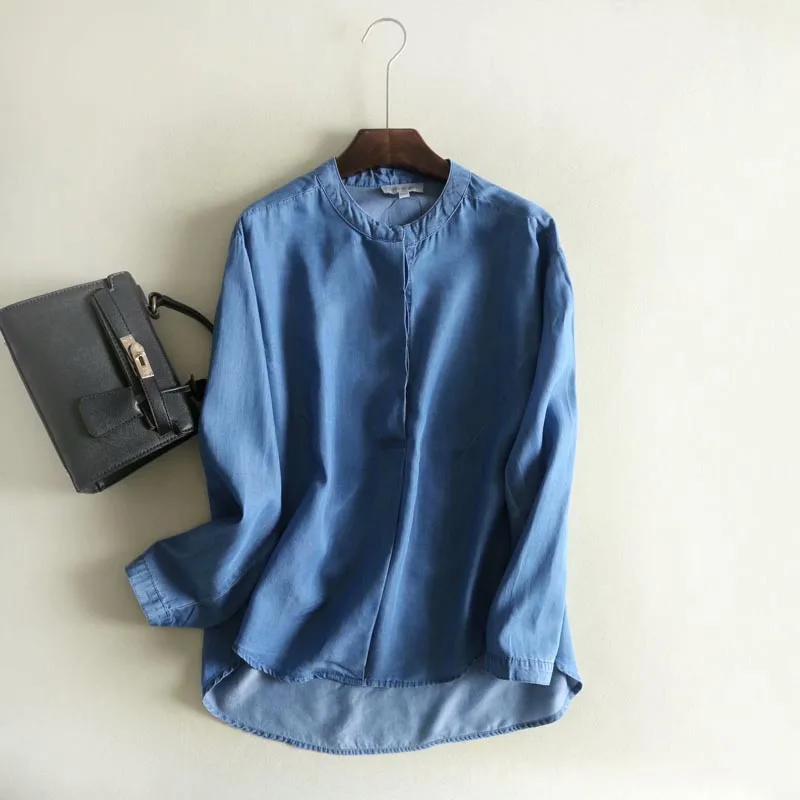CS62 New Womens Brief Design Solid Color Stand Collar Long Sleeve Soft Jeans Blouse Tencel Shirts Tops
CS62 New Womens Brief Design Solid Color Stand Collar Long Sleeve Soft Jeans Blouse Tencel Shirts Tops