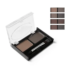 Merek Profesional Eyeshadow Kue Makeup 2 Warna Tahan Air Alis Bubuk Eye Shadow Mata Brow Palet + Sikat Alis Penambah(China)
