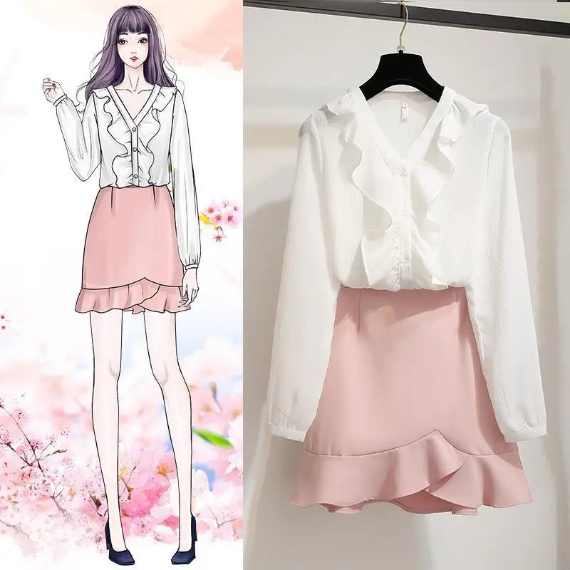 2019 Spring Autumn Womens V-necked Ruffled Blouse Shirt+High Waist Mini Skirt 2 Pieces Ladies Chic Elegant Skirts Set Outfit R08
2019 Spring Autumn Womens V-necked Ruffled Blouse Shirt+High Waist Mini Skirt 2 Pieces Ladies Chic Elegant Skirts Set Outfit R08