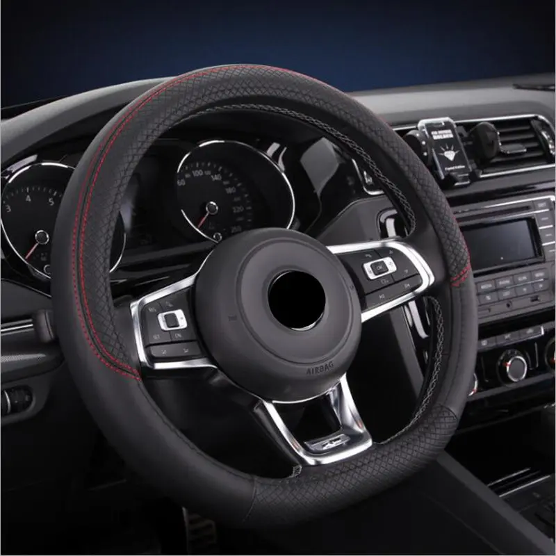 D Shape PU Leather Car Steering wheel Cover Sport Anti-Slip For VW Golf 6 Golf 7 For Hyundai Suzuki Swift Braid on the
D Shape PU Leather Car Steering wheel Cover Sport Anti-Slip For VW Golf 6 Golf 7 For Hyundai Suzuki Swift Braid on the