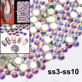 1440pcs SS3-SS10 Flatback Crystal AB Rhinestones For Nail Art Decoration Shoes