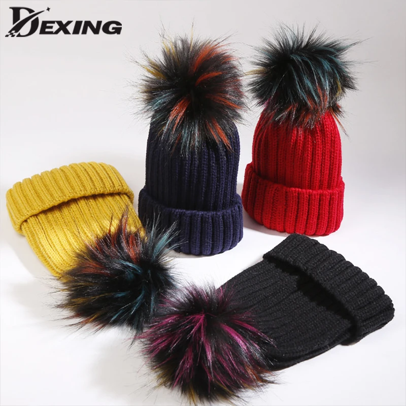 Ladies Autumn Winter Faux Fur Pompom Hat Female Warm Wool Knitted Beanie Girl Boy Ball Pom Pom Hats Bonnet For Women Kids Chlid
Ladies Autumn Winter Faux Fur Pompom Hat Female Warm Wool Knitted Beanie Girl Boy Ball Pom Pom Hats Bonnet For Women Kids Chlid