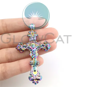 50X Rainbow Color Pendant Flower Jesus Cross Religious Pendant fit Women Girl Handmade Necklace Craft Jewelry
50X Rainbow Color Pendant Flower Jesus Cross Religious Pendant fit Women Girl Handmade Necklace Craft Jewelry
