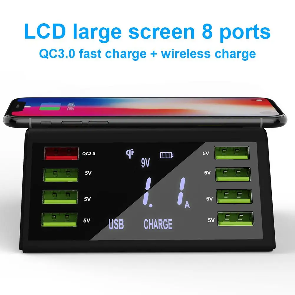 2019 Latest 9- In-1 Wireless Charger QC 3.0 Fast Charging 8USB Port Type-C Charging Dock For Smartphones And Tablet
2019 Latest 9- In-1 Wireless Charger QC 3.0 Fast Charging 8USB Port Type-C Charging Dock For Smartphones And Tablet